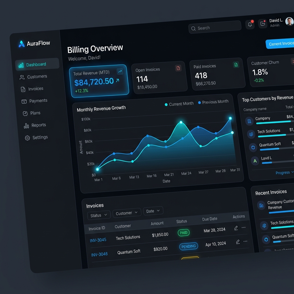 Microtechnique business software dashboard